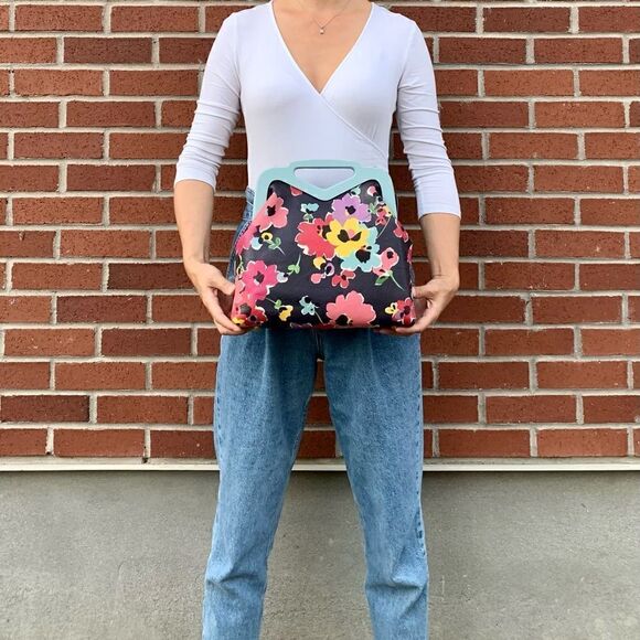 Handmade Genuine Leather Floral Printed, Wooden Frame Bag/Crossbody. XL Size - Picture 3 of 16